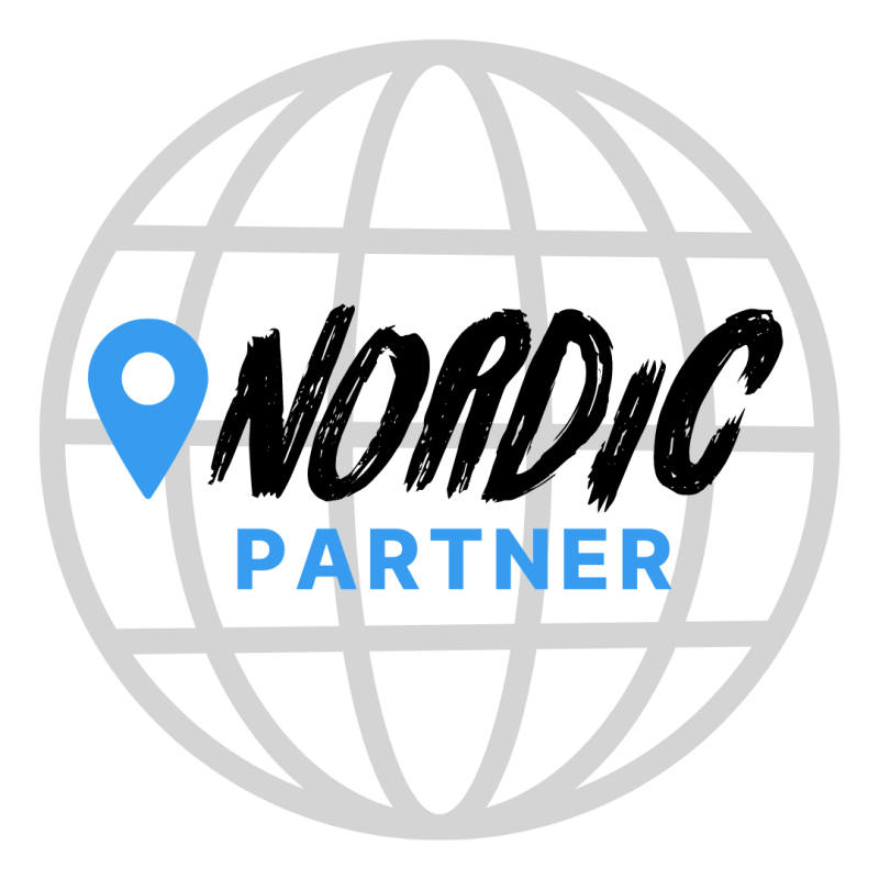 Image of a globe with the text "Nordic partner" on top. Shows that Barona offers staffing in all the Nordic countries.